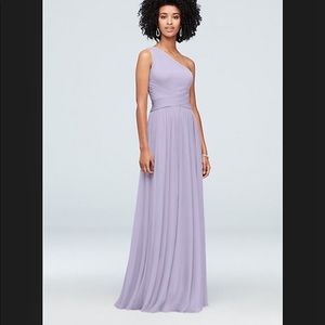 Bridesmaid one shoulder mesh dress NWT in iris